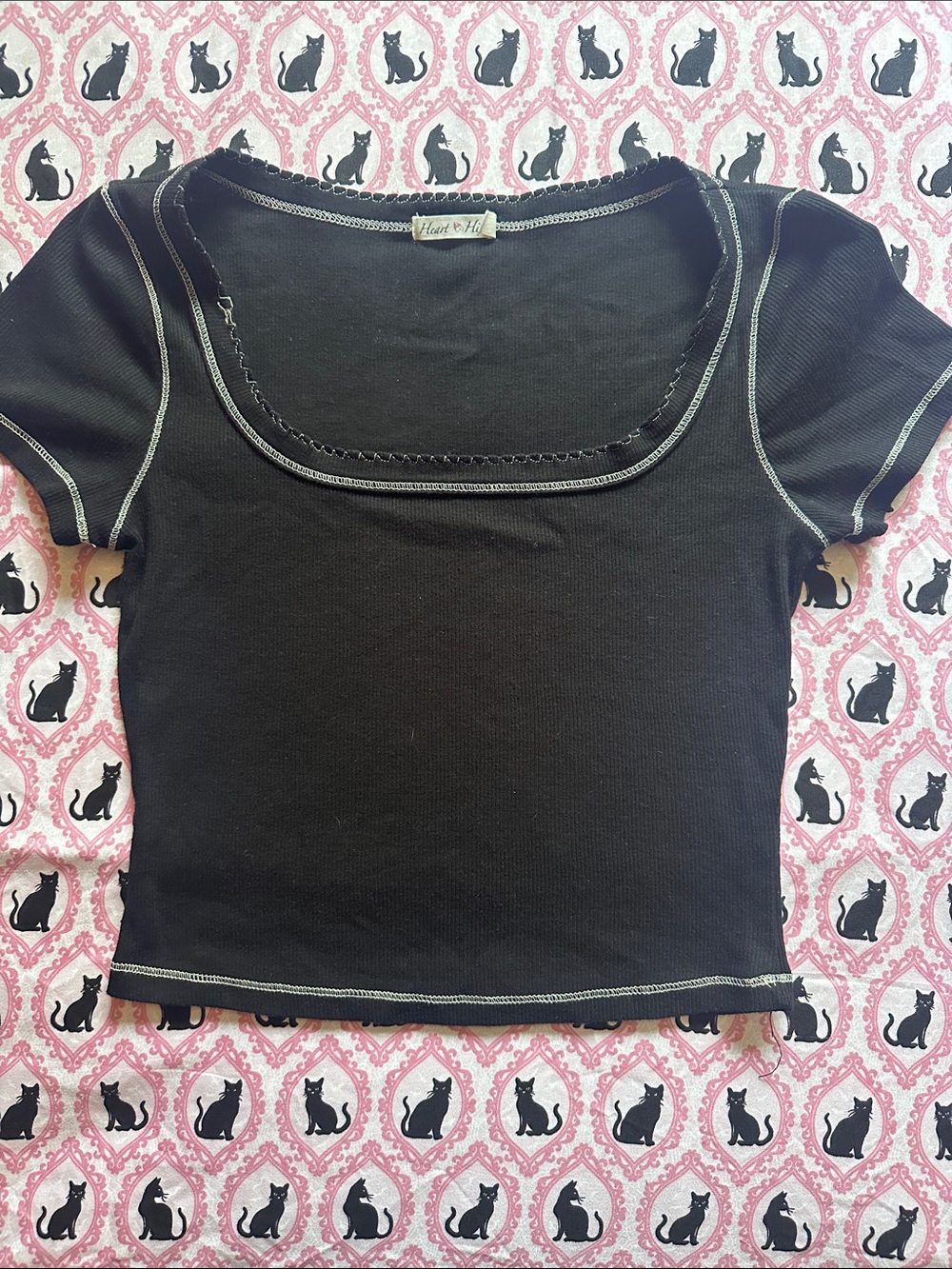 3/$15 Black Scoop Neck Crop Top